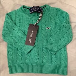 Vineyard Vines Baby Green Cable Knit Sweater